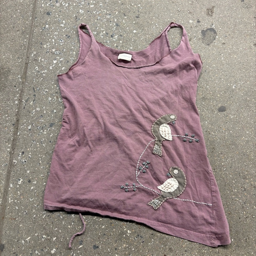 3530 Synergy Organic Cotton Embroidered Birds Tank Purple M